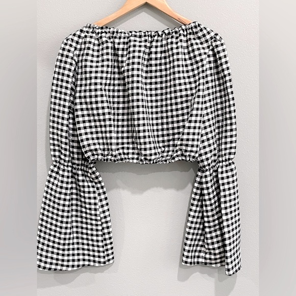 TOPSHOP Off Shoulder Gingham Crop Top (12) - Picture 4 of 12